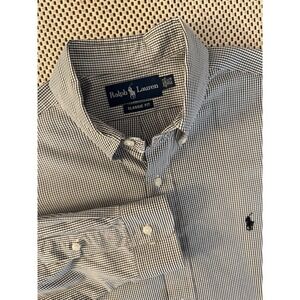 Ralph Lauren Mens Checked Classic Fit Button Down Dress Shirt Size Medium Preppy